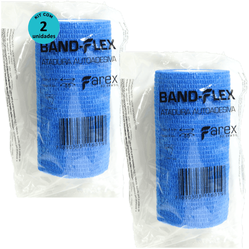 Atadura 10cm Azul Band-Flex Autoadesiva Para Animais Farex Kit Com 2 Atadura 10cm Azul Band-Flex Autoadesiva Para Animais Farex Kit Com 2